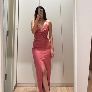 Zara knotted linen blend midi dress